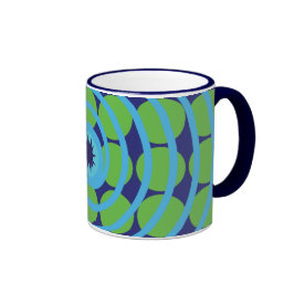 Fun Blue and Green Swirl Spiral Polka Dots Pattern Coffee Mug