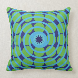 Fun Blue and Green Swirl Spiral Polka Dots Pattern Pillow