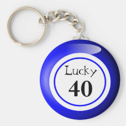Fun Blue Lucky Number Bingo Ball Theme Key Chain