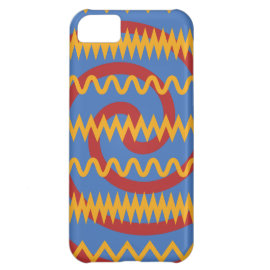 Fun Blue Orange Swirls and Chevron Zigzags Pattern Case For iPhone 5C