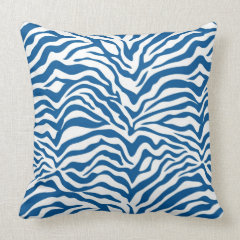 Fun Blue Zebra Stripes Wild Animal Print Throw Pillow