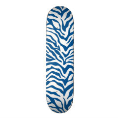 Fun Blue Zebra Stripes Wild Animal Print Skateboards