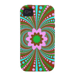 Fun Bold Pattern Brown Pink Teal Crazy Design Case For The iPhone 4
