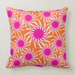 Fun Bold Spiraling Wheels Hot Pink Orange Pattern Throw Pillows