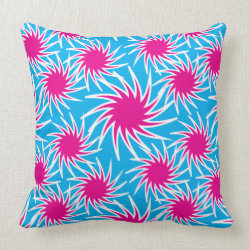 Fun Bold Spiraling Wheels Hot Pink Teal Pattern Pillow