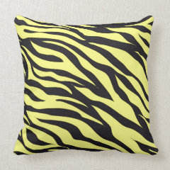 Fun Bold Yellow Zebra Stripes Wild Animal Print Pillows