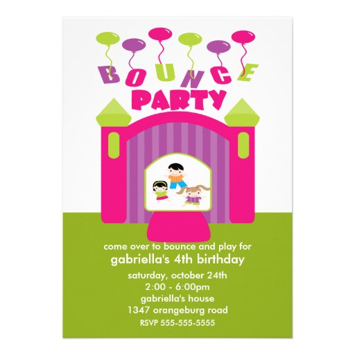 Fun Bounce House Birthday Party Invites