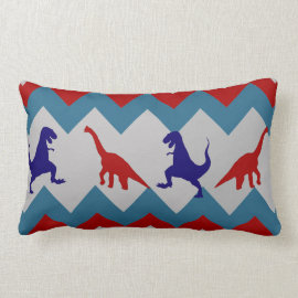 Fun Boys Dinosaurs Red Blue Chevron Pattern Pillows