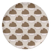 Fun Brown Beige Cupcakes Pattern Party Plates