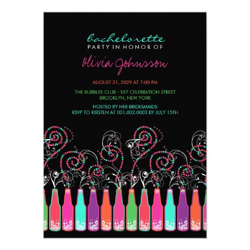 Fun Bubbly Celebrations Bachelorette Party Invite