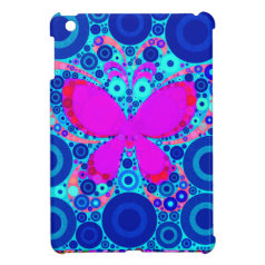 Fun Butterfly Concentric Circle Mosaic Blue Pink iPad Mini Cases