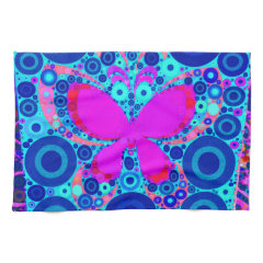 Fun Butterfly Concentric Circle Mosaic Blue Pink Hand Towels