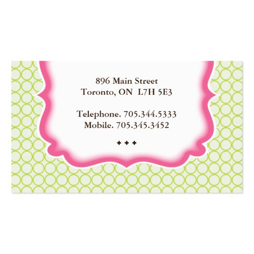 Fun Cake Ball Business Cards (back side)