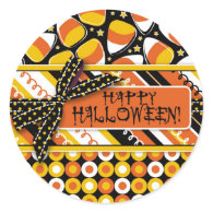 Fun Candy Corn Halloween colors Round Stickers