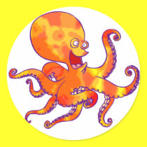 Spaß-Karikatur-Kraken-Aufkleber sticker