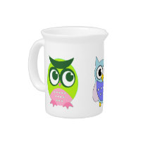 Fun Cartoon Owls Beverage Pitcher pitchers