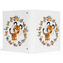 Fun Cartoon Tigers Mandala (Blue) Avery Binder