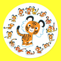 Spaß-Karikatur-Tiger-Mandala-(blauer) Aufkleber sticker