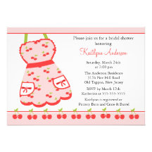 Fun Cherry Retro Kitchen Bridal Shower Invitation
