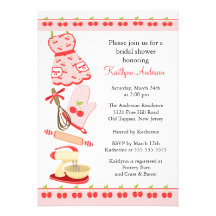 Fun Cherry Retro Kitchen Bridal Shower Invitation