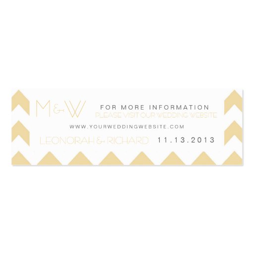 Fun Chevron Monogram Wedding Website Card Business Card Template (front side)
