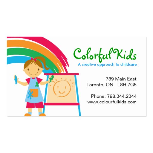 Fun Childcare Business Cards (front side)