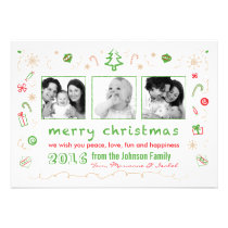 Fun Christmas Sketches Card with Kid Photos invitations