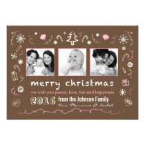Fun Christmas Sketches Card with Kid Photos invitations