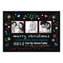 Fun Christmas Sketches Card with Kid Photos invitations