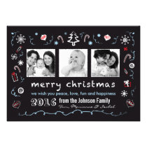 Fun Christmas Sketches Card with Kid Photos invitations