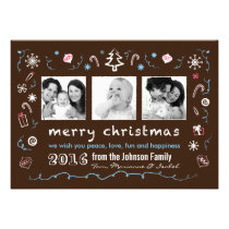 Fun Christmas Sketches Card with Kid Photos invitations