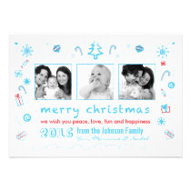 Fun Christmas Sketches Card with Kid Photos invitations