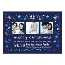 Fun Christmas Sketches Card with Kid Photos invitations