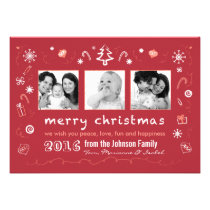 Fun Christmas Sketches Card with Kid Photos invitations