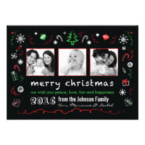 Fun Christmas Sketches Card with Kid Photos invitations