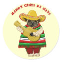 Fun Cinco de Mayo Pug Stickers by naturetees Fun Cinco de Mayo Pug Stickers