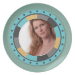 Fun Circle frame - Masculine Mustard on blue green Dinner Plates