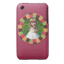 Fun Circle frame - sunset leaf on dark red Case-Mate iPhone 3 Case