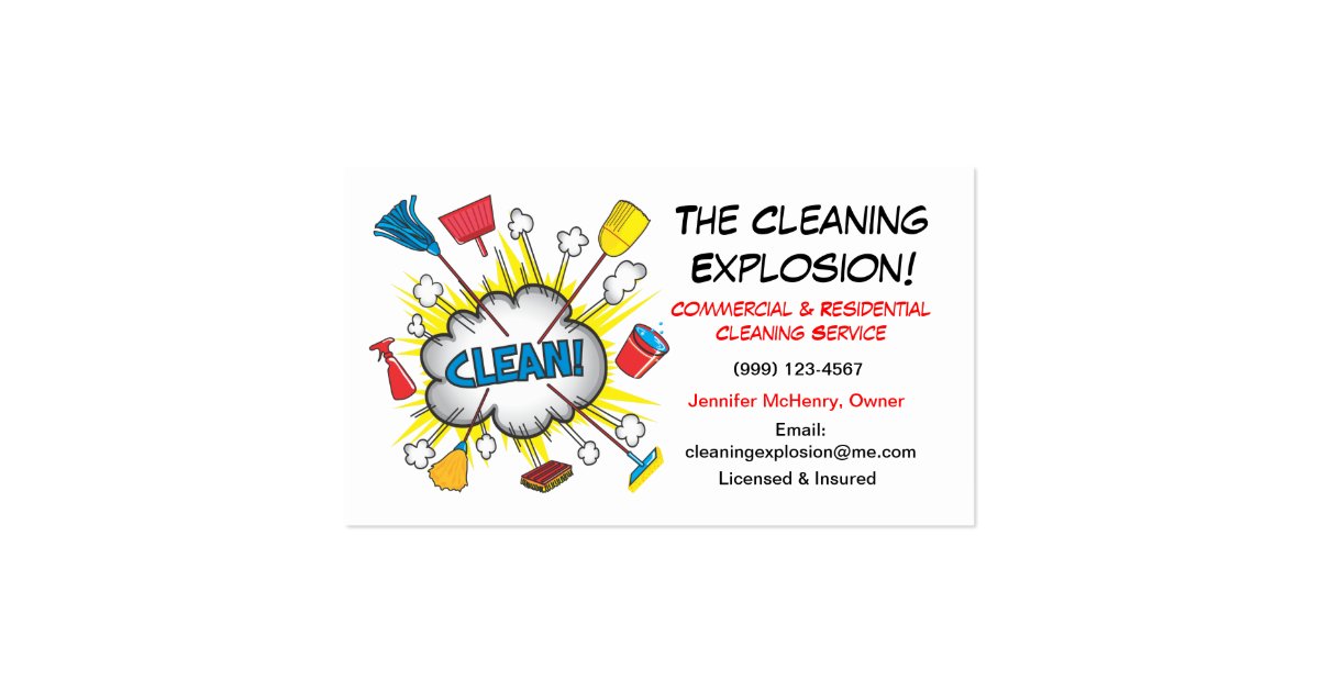 Fun Cleaning Service business cards Zazzle