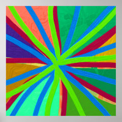 Fun Color Paint Doodle Lines Converging Pin Wheel Posters