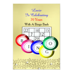 Fun Colorful Bingo Themed Party Custom Invitation