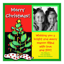 Fun Colorful Christmas Tree Photo Card Custom Announcement
