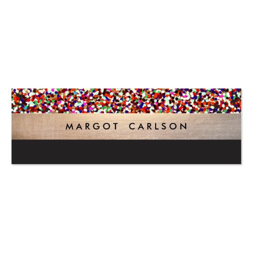 Fun Colorful Confetti Gold Striped Mommy Card Business Card Template (front side)