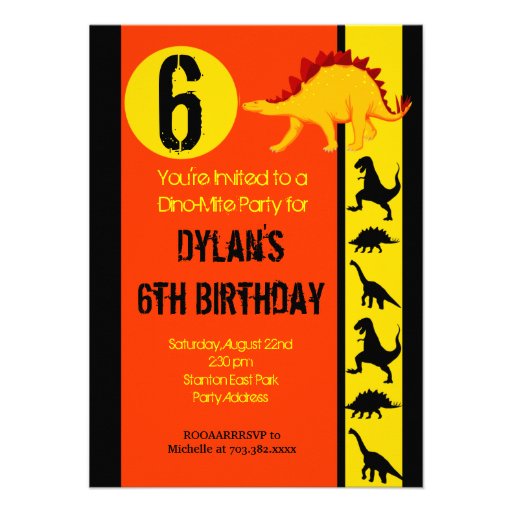 Fun Colorful Dinosaur Birthday Party Invitations