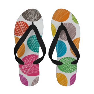 Fun colorful dots flip flops