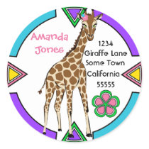 Fun Colorful Giraffe Address Label stickers