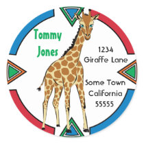 Fun Colorful Giraffe Address Label stickers