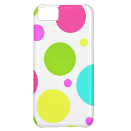 Fun Colorful Hot Pink Blue Green Polka Dots Cover For iPhone 5C