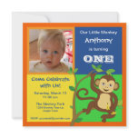 Fun Colorful Little Monkey Photo Invitation