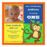 Fun Colorful Little Monkey Photo Invitation